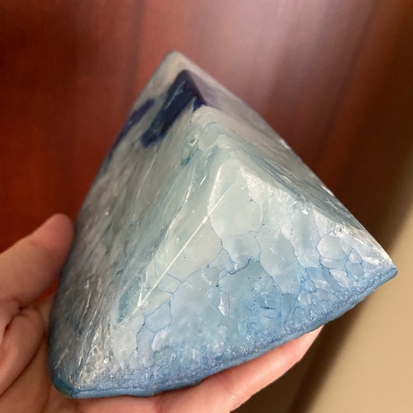 Agate Genuine Stone Blue Geode Wedge or Bookend - Picture 4 of 10